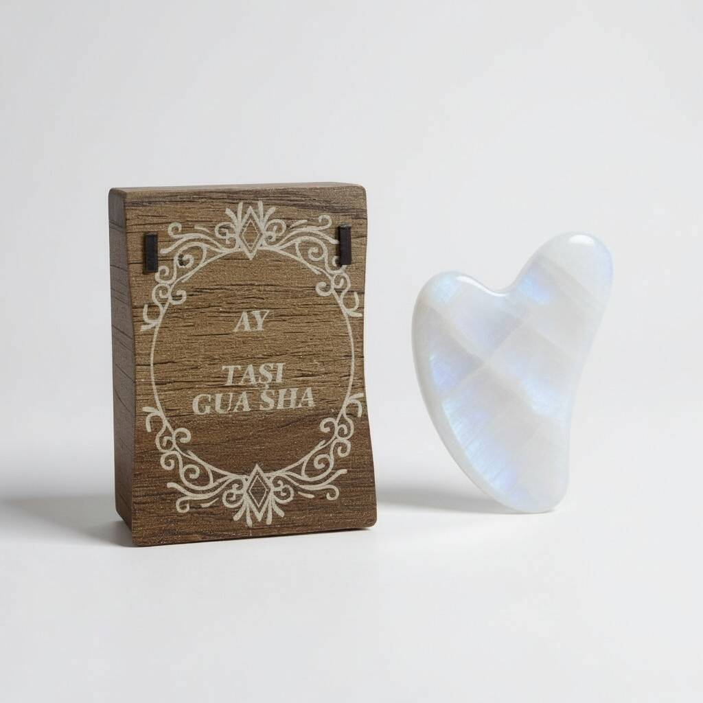 Ay Taşı Gua Sha Masaj Taşı - Ahşap Hediye Kutulu - 1
