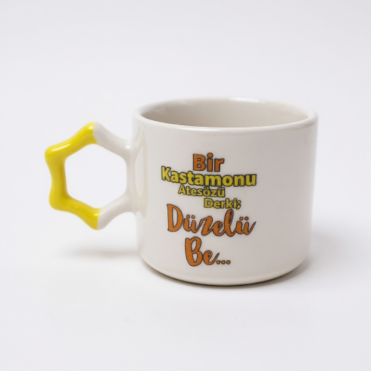 Bir Kastamonu Atasözü Derki Düzelü Be Seramik Kupa 195 cc  - 2