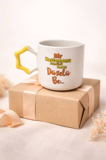 Bir Kastamonu Atasözü Derki Düzelü Be Seramik Kupa 195 cc 