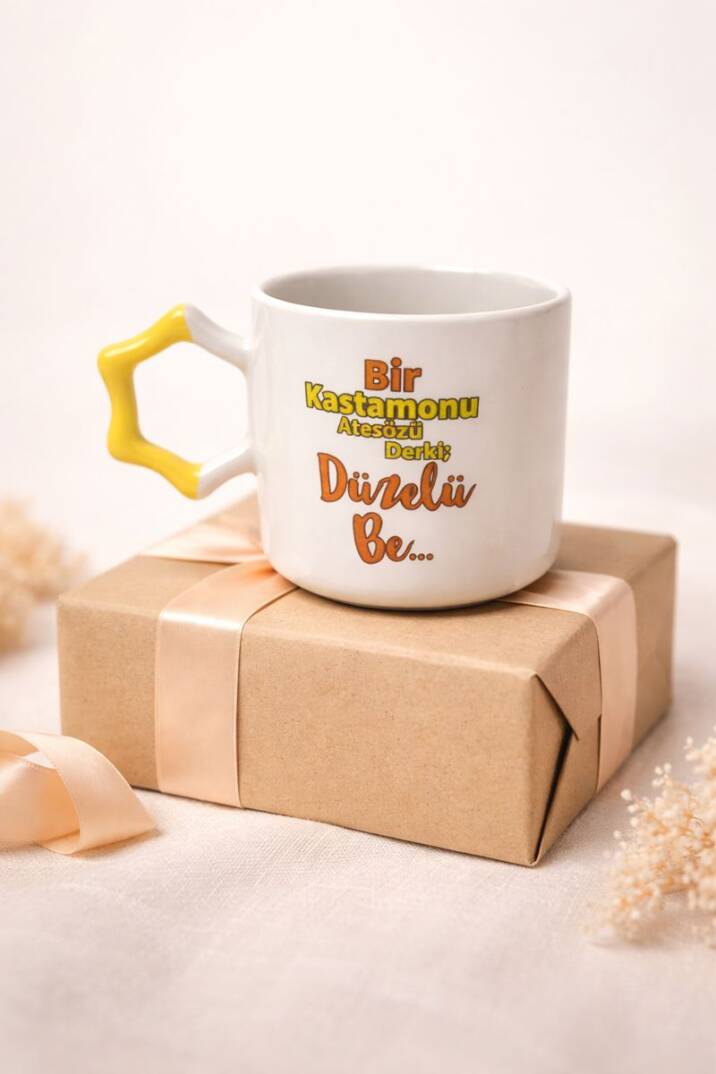 Bir Kastamonu Atasözü Derki Düzelü Be Seramik Kupa 195 cc  - 1