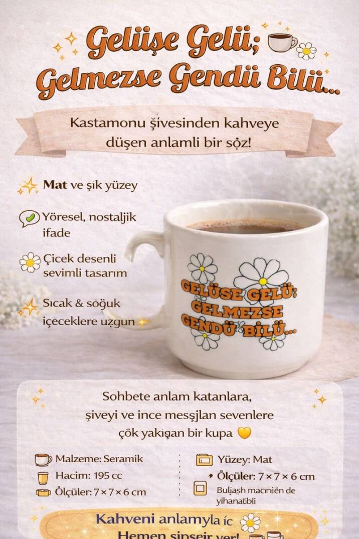 Gelüse Gelü Gelmezse Gendü Bilü Seramik Kupa 195 cc  - 5