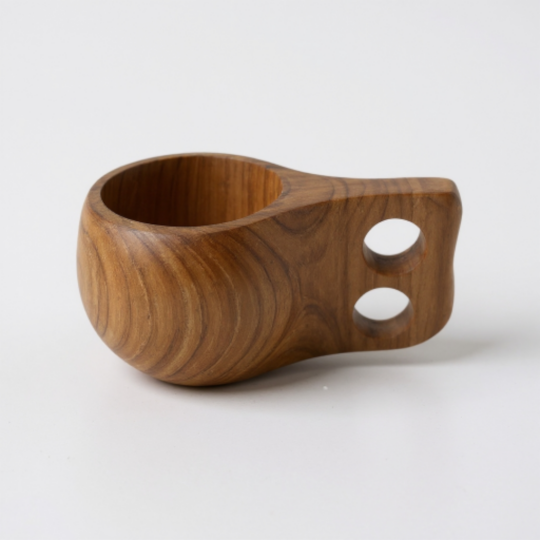 El Yapımı Ahşap Kuksa Bardak Doğal Tasarım Kamp Kupası