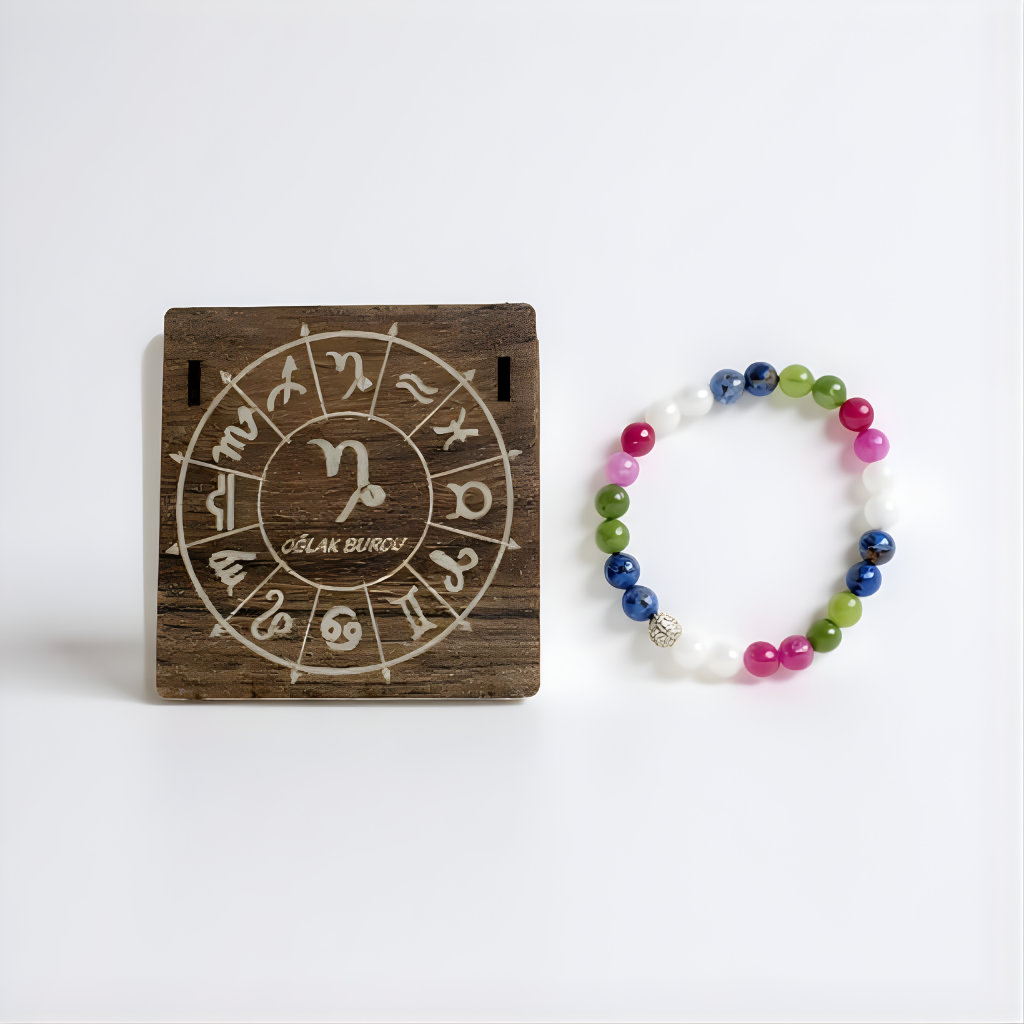 Oğlak Burcu Doğal Taş Bileklik - Ahşap Hediye Kutulu - 1