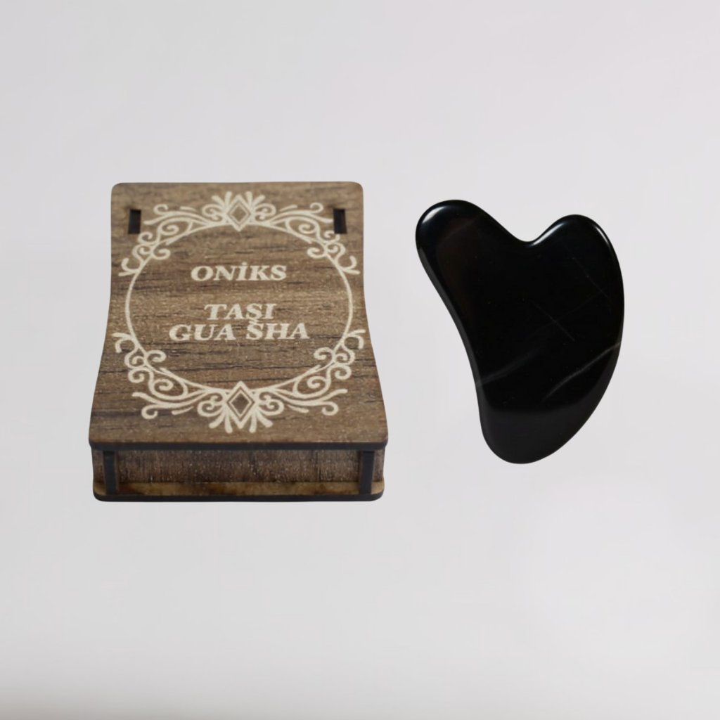 Oniks Taşı Gua Sha Masaj Taşı - Ahşap Hediye Kutulu - 1