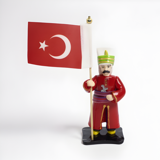 Türk Bayraklı  Osmanlı Askeri Biblo – Kırmızı Bayraklı