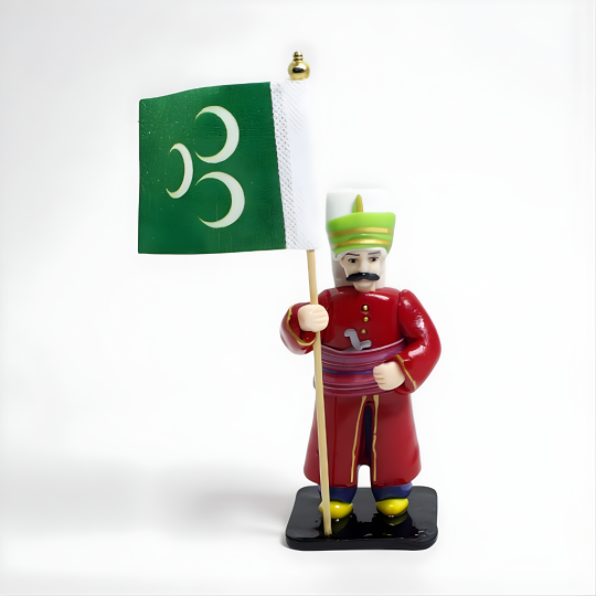 Üç Hilalli Osmanlı Askeri Biblo – Yeşil Bayraklı