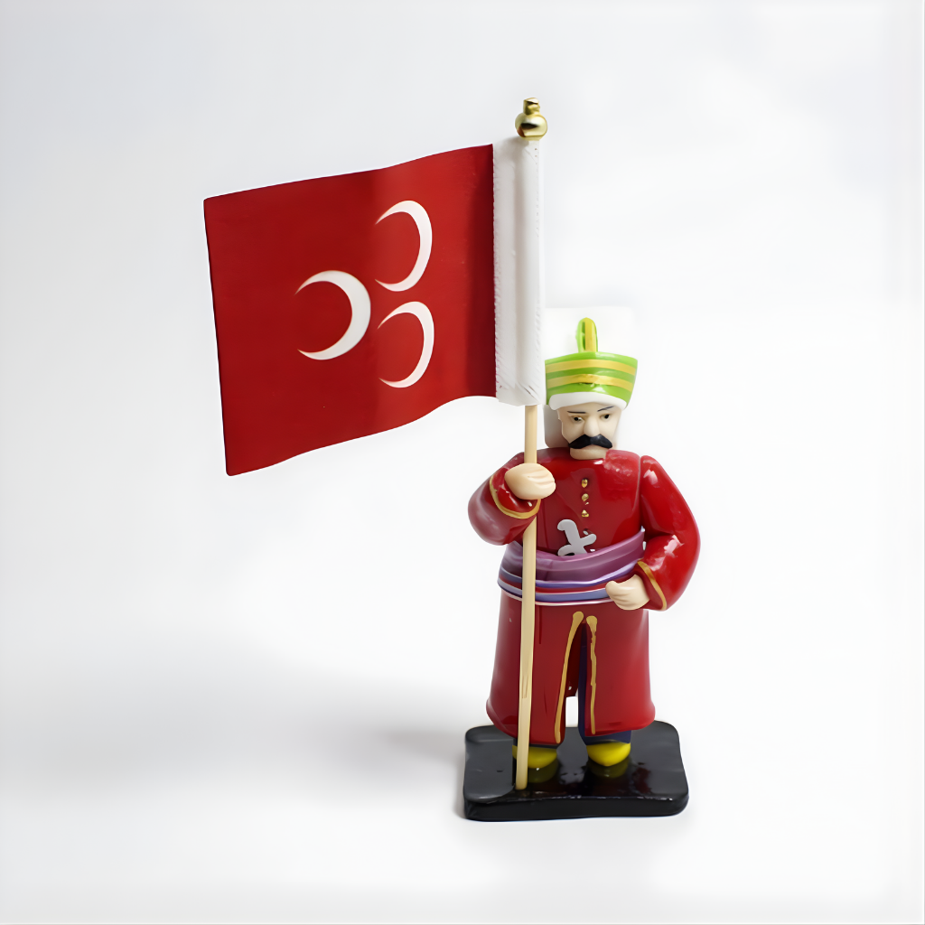 Üç Hilalli Osmanlı Askeri Biblo – Kırmızı Bayraklı - 1