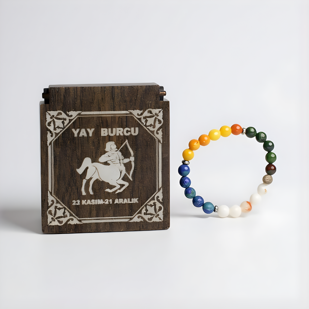 Yay Burcu Doğal Taş Bileklik - Ahşap Hediye Kutulu - 1