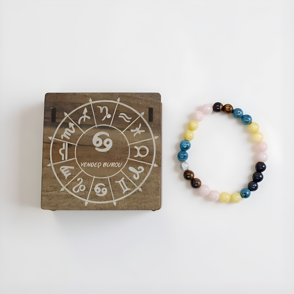 Yengeç Burcu Doğal Taş Bileklik - Ahşap Hediye Kutulu - 1