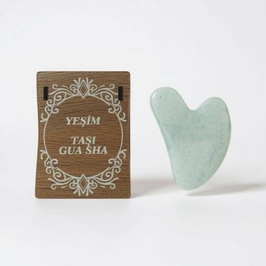 Yeşim Taşı Gua Sha Masaj Taşı - Ahşap Hediye Kutulu